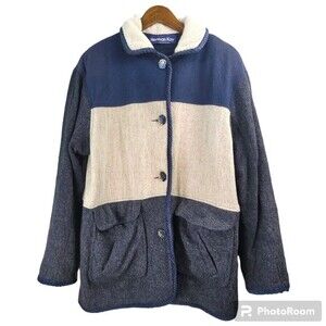 Herman Kay Vintage Wool Colorblock Womens Jacket With Pockets Size 10